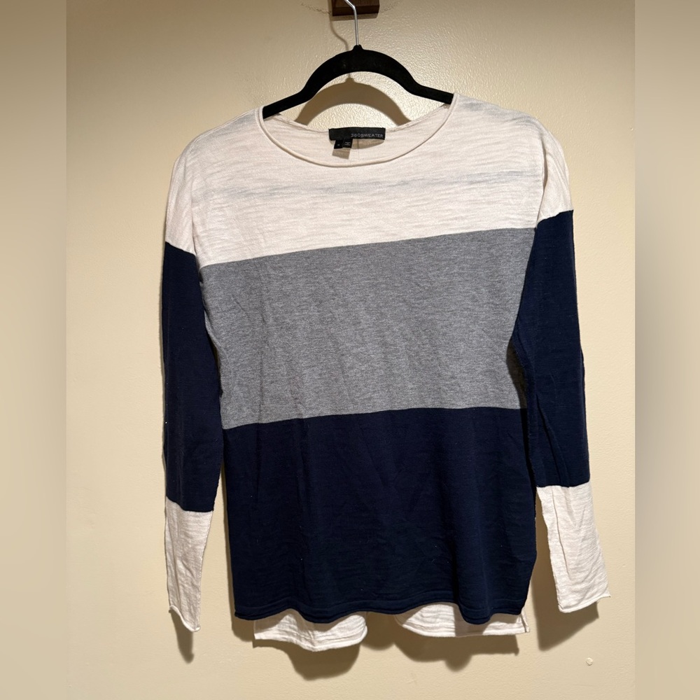 360Sweater 100% cotton colorblock basic minimalist long sleeve top